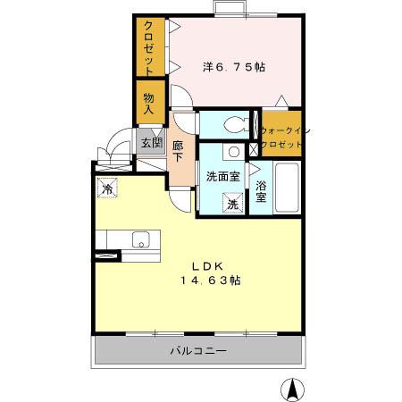 コートハウス岐陽II(1LDK/3階)の間取り写真