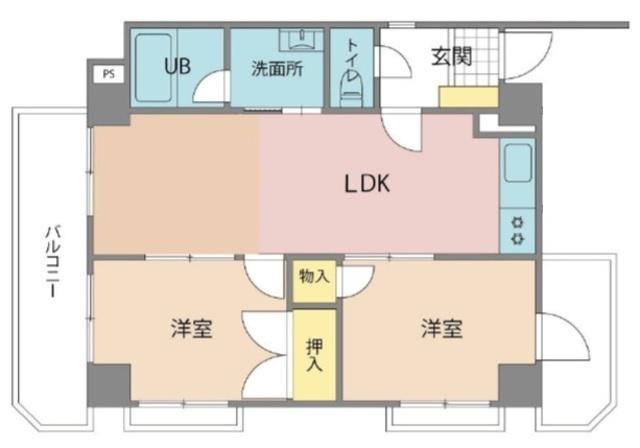 スカイハイツ上溝(2LDK/5階)の間取り写真