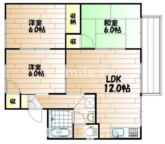 セジュール尾銭 C(3LDK/2階)の間取り写真