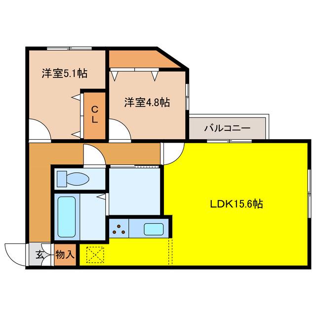 WELL BRIGHT東雲 RESIDENCE(2LDK/2階)の間取り写真