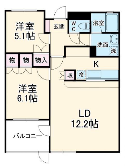 KDビル5(2LDK/1階)の間取り写真