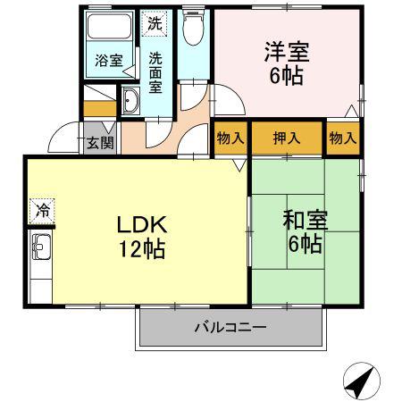 グレイシャス(2LDK/2階)の間取り写真