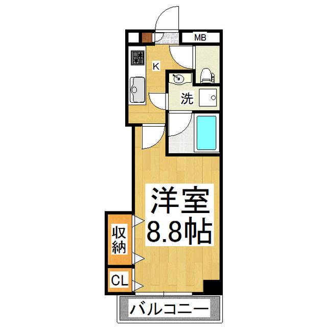 ブレインマンション・K5(1K/4階)の間取り写真