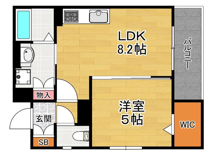 クリエオーレ星田(1LDK/1階)の間取り写真