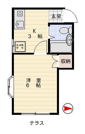 藤ハイツ(1K/2階)の間取り写真