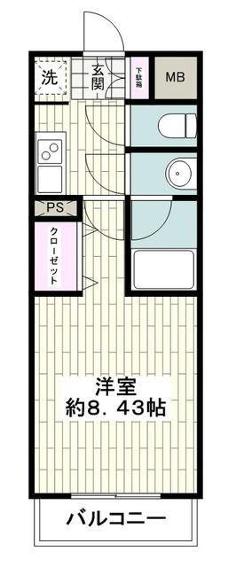 茅ヶ崎 フェリックスコート 長尾(1K/1階)の間取り写真
