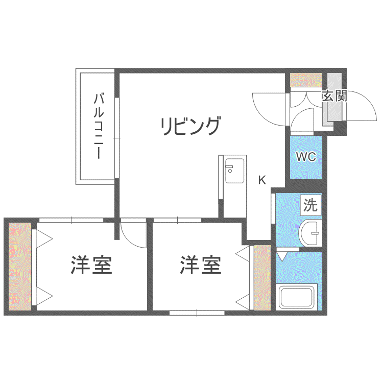カサ・ヴェルデ宮の森(2LDK/1階)の間取り写真