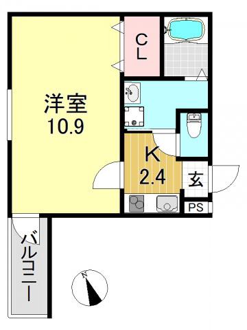 フジパレス喜連(1K/1階)の間取り写真