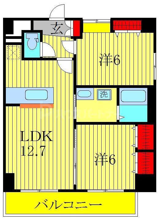 エターナルコートおおたかの森(2LDK/5階)の間取り写真