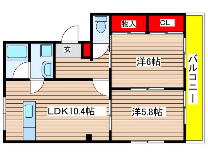 ハイツ株山II(2LDK/2階)の間取り写真