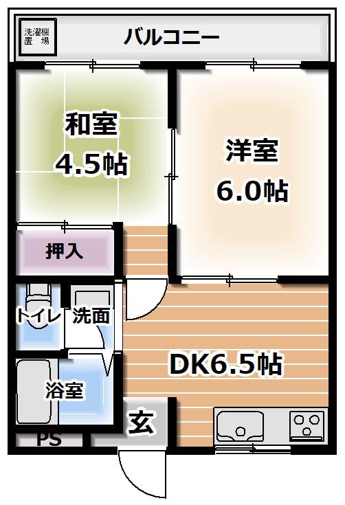 神田エスチュアリーハウス(2DK/3階)の間取り写真