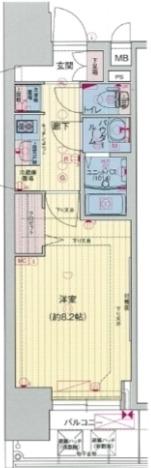 プレサンス心斎橋ソレイユ(1K/2階)の間取り写真