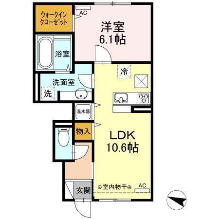 メゾンゆづき(1LDK/1階)の間取り写真