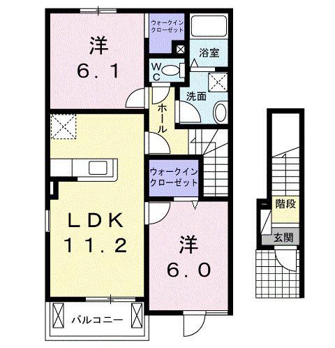 サンパティーク(2LDK/2階)の間取り写真