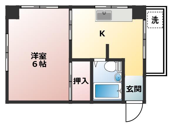 笹木ビル(1K/3階)の間取り写真