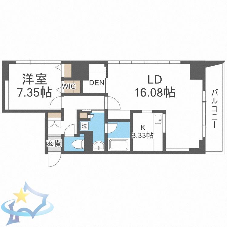 レジディア大通公園(1SLDK/13階)の間取り写真