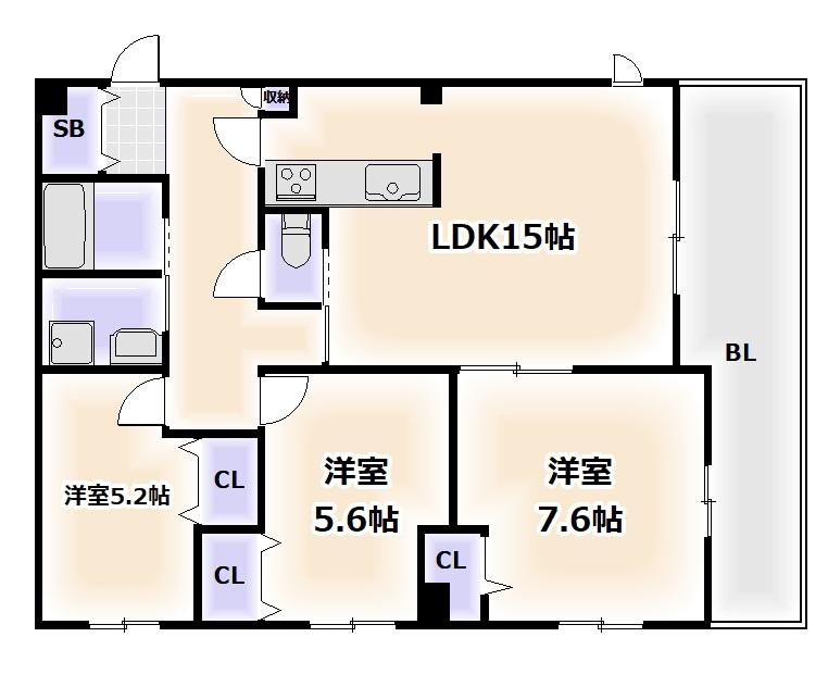 エムズコートIII(3LDK/5階)の間取り写真