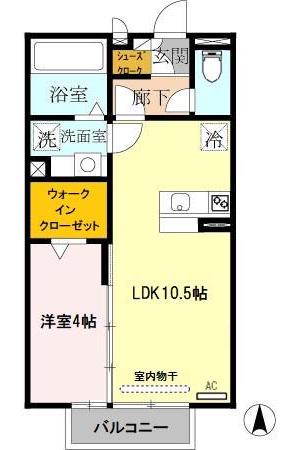 エスポワールA・T(1LDK/2階)の間取り写真