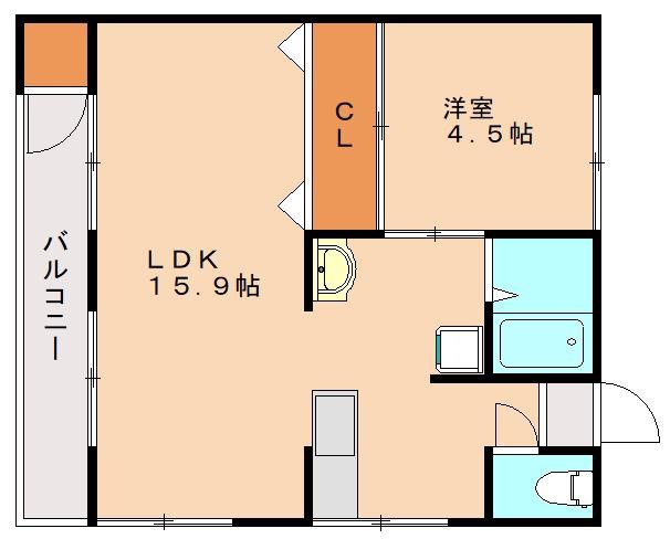 コーポ静(1LDK/2階)の間取り写真