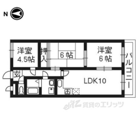 阪急京都線 東向日駅 徒歩58分 3階建 築33年(3LDK/1階)の間取り写真