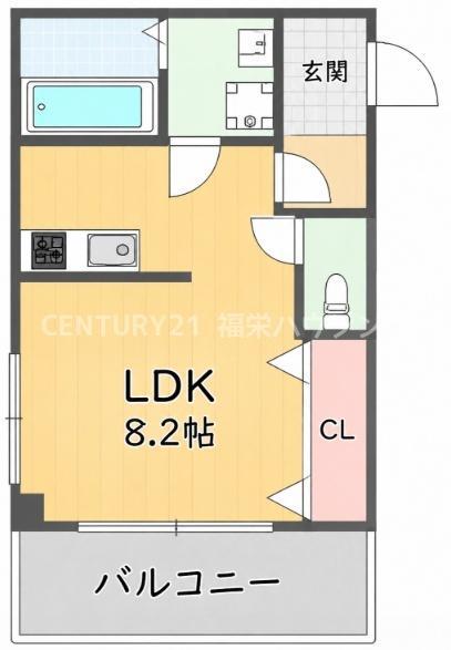クライス横堤(ワンルーム/2階)の間取り写真
