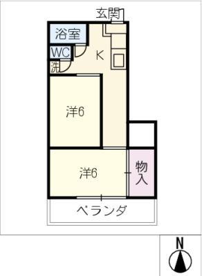 丸伊ビル(2K/2階)の間取り写真