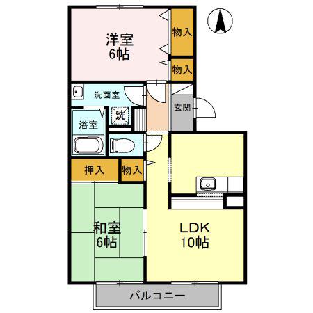 フレンドコーポ B棟(2LDK/2階)の間取り写真