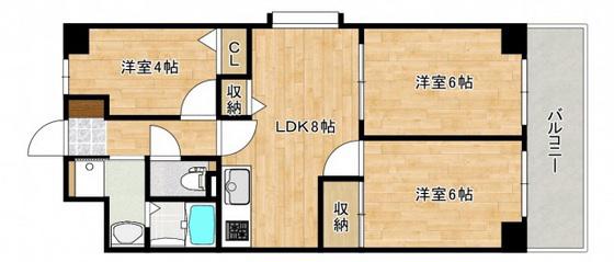 三篠北パークマンション(3LDK/2階)の間取り写真