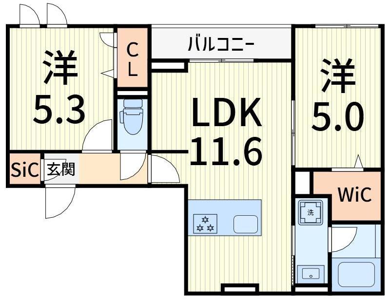 セレスティア柴又II(2LDK/3階)の間取り写真
