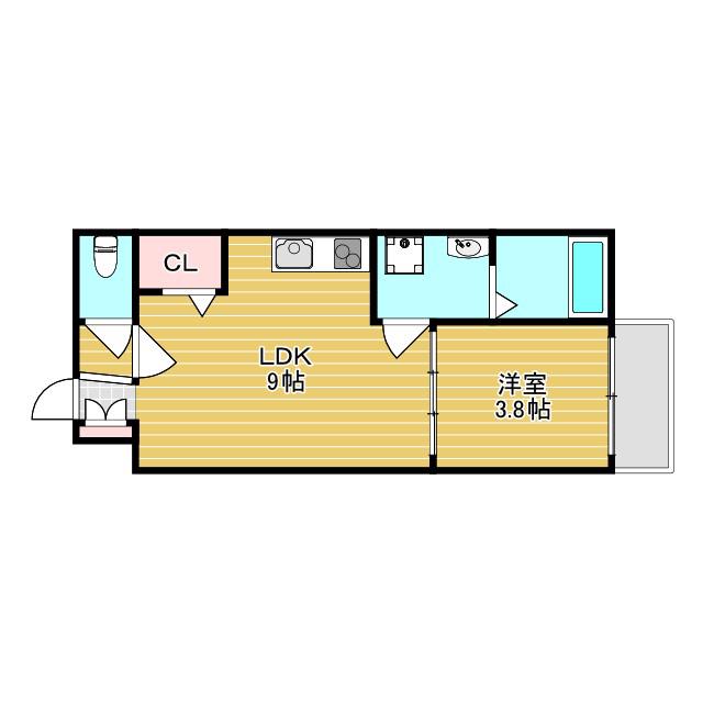 グランディル大和田(1LDK/3階)の間取り写真