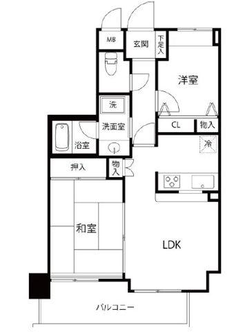 グリーンコート(2LDK/4階)の間取り写真