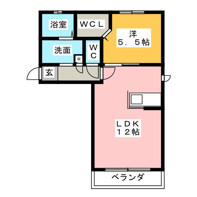 アイビーコートB(1LDK/2階)の間取り写真