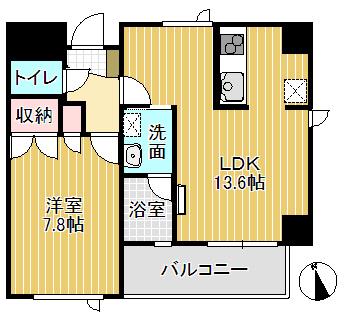 グレインハウス千代(1LDK/3階)の間取り写真