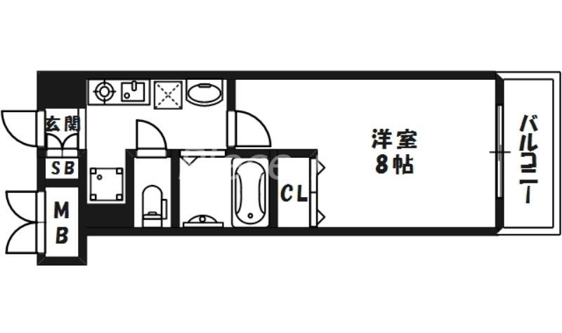 CITY SPIRE北梅田(1K/2階)の間取り写真