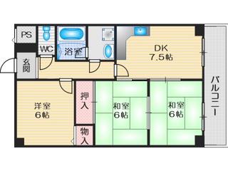 ニューハイツ(2LDK/2階)の間取り写真