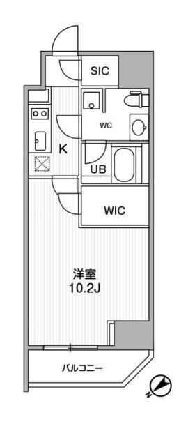ALTERNA恵比寿(1K/7階)の間取り写真