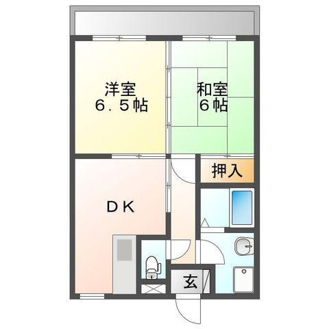 ピアレージュ 剣之宇都 (2DK/1階)の間取り写真
