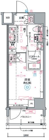 クレヴィスタ阪東橋III(1K/10階)の間取り写真