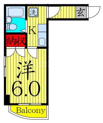 シューファイテラス(1K/3階)の間取り写真