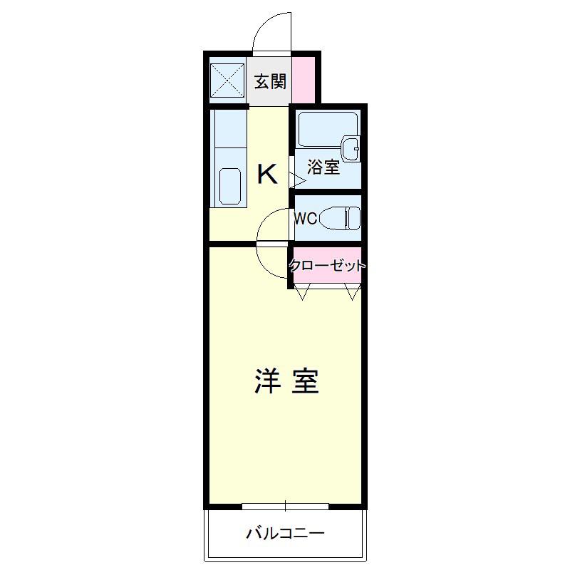 モンレーヴ三方原(1K/3階)の間取り写真