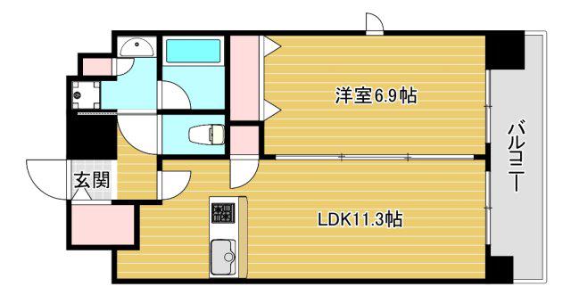 グランカリテ日本橋(1LDK/12階)の間取り写真