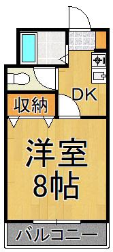 KMハイツ(1DK/2階)の間取り写真