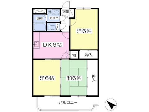 ロイヤルマンション野口(3DK/1階)の間取り写真