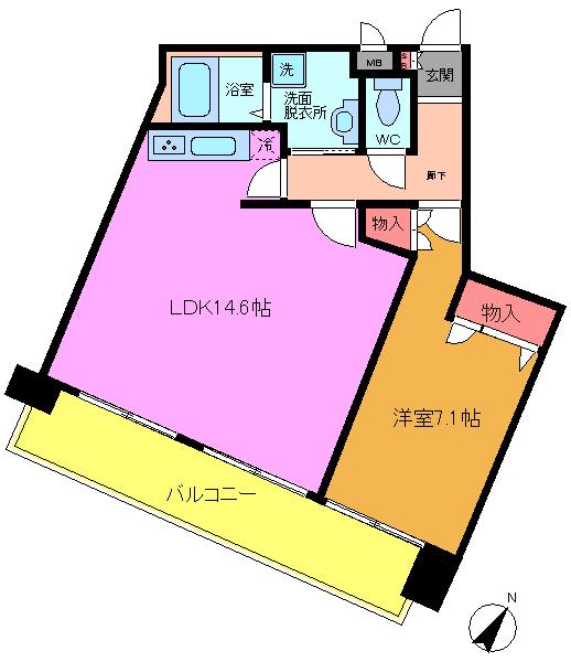クリアウエスト(1LDK/4階)の間取り写真