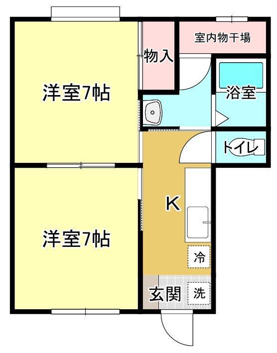 シャレー加賀(2K/2階)の間取り写真