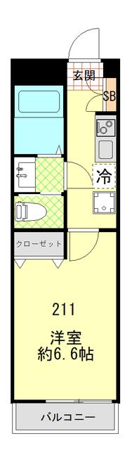 スピカハイツ弘明寺(1K/2階)の間取り写真