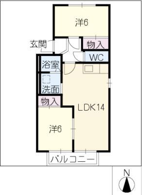 エクセレントヒル(2LDK/2階)の間取り写真