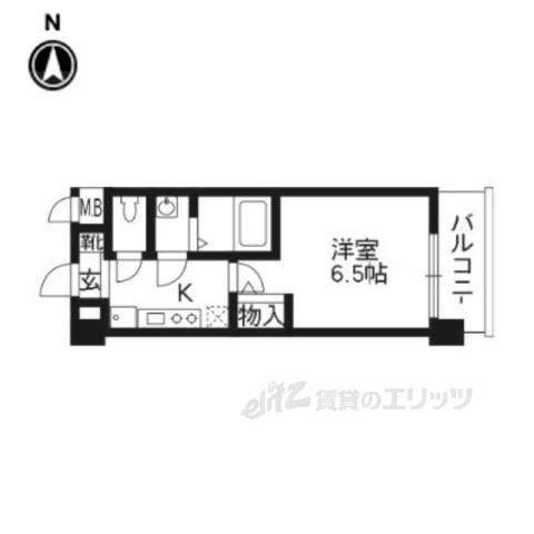 ラナップスクエア京都東山(1K/6階)の間取り写真