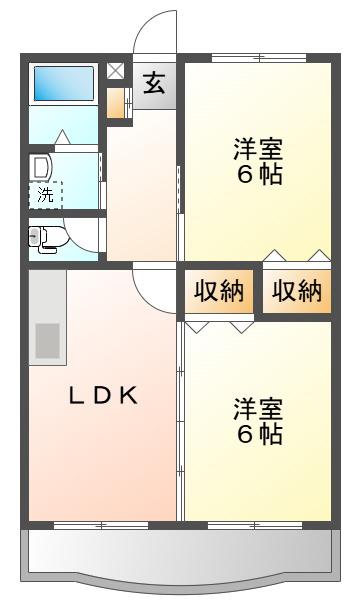 垂水大丸マンション(2LDK/2階)の間取り写真