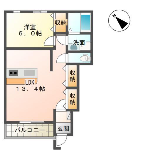 フェリーチェK・S・K(1LDK/1階)の間取り写真